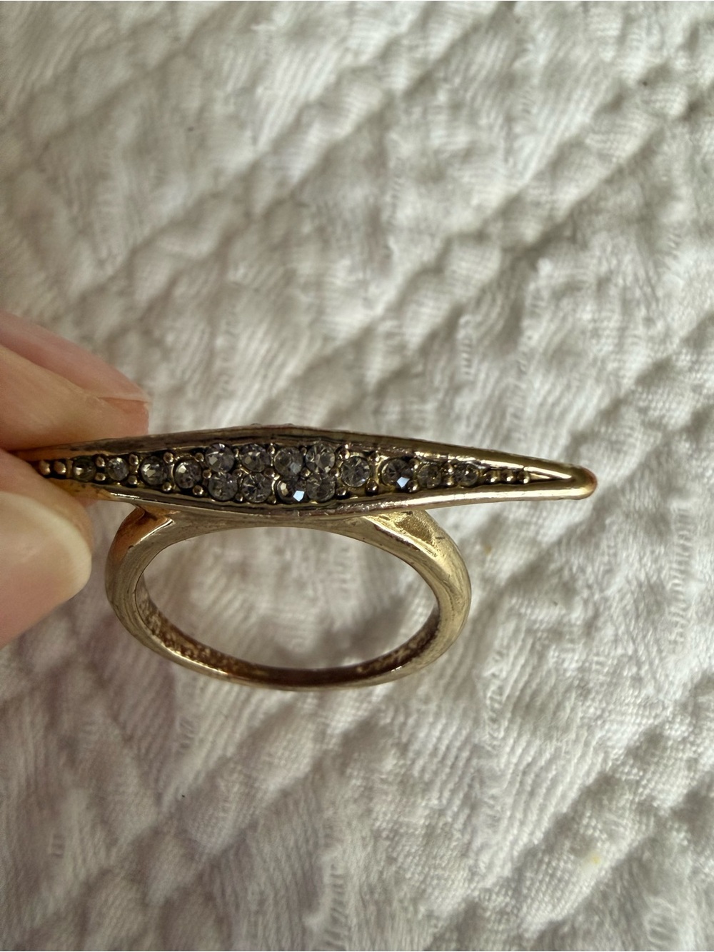 House of Harlow 1960 Gold-Tone Marquise Crystal Bar Ring